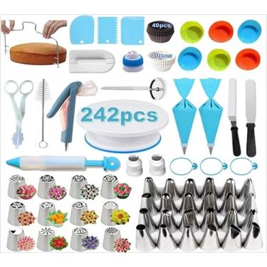 Imagem de Kit Confeiteiro 242 Peças Profissional Completo Com Bicos Bailarina Bicos de Confeitar Bicos Russos