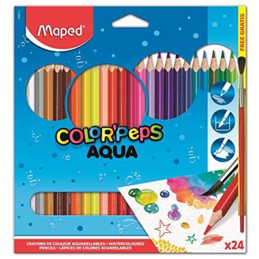 Imagem de Lápis de Cor Aquarelável + Pincel de Madeira, Maped, Color Peps, 836013, 24 Cores