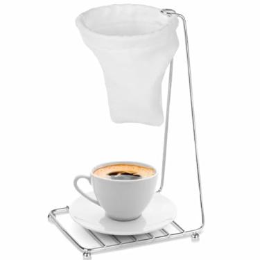 Imagem de Mini Coador De Café Individual Expresso Filto de Pano Reutilizavel de Aço Inox Cromado