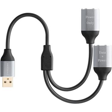 Imagem de PASOW Cabo divisor USB Y, divisor USB 2.0, 1 adaptador de cabo de extensão macho para 2 fêmeas, hub extensor de porta USB dupla, carregador de dados, cabo adaptador dividido para
