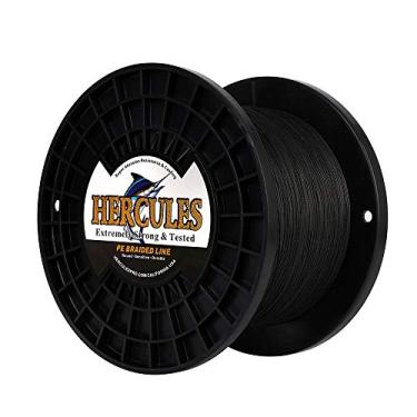Imagem de Hercules linha de pesca trançada super fundida 8 fios de 10 lb a 300 lb teste para água salgada, 109/328/547/1094 jardas (100 m/300 m/500 m/1000 m), diamante.#0,12 mm-1,2 mm, desempenho de alto nível, cores variadas, Preto, 300LB-1.20MM-1094YDS(1000M)-8 STRANDS
