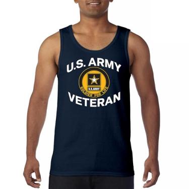 Imagem de Camiseta regata US Army Veteran Soldier for Life Military Pride DD 214 Patriotic Armed Forces Gear Licenciada, Azul marinho, GG