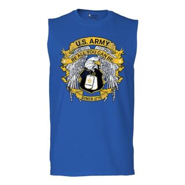 Imagem de Camiseta US Army Eagle Be All You Can Be Muscle Military Strong Veteran DD 214 Patriotic Armed Forces Licenciada Masculina, Azul, M