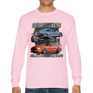 Imagem de Camiseta Shelby All American Cobra de manga comprida Mustang Muscle Car Racing GT 350 GT 500 Performance Powered by Ford, Rosa choque, P