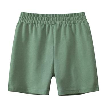 Imagem de BILIKEYU Shorts infantis de verão para meninos cor sólida shorts casuais moda para roupas infantis 5t meninos verão, Verde, 6-7 Anos