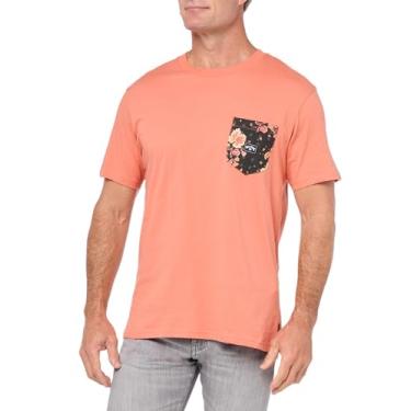 Imagem de Billabong Camiseta masculina de manga curta com bolso de equipe, Coral, GG