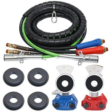 Imagem de Ailbiuko Kit de linhas de ar de 3,8 m, mangueira de linha aérea 3 em 1 para caminhão, cabo elétrico ABS de 7 vias com mãos felizes e vedações extra Gladhand para reboque de trator