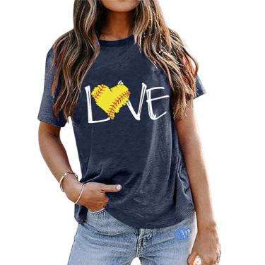 Imagem de Camiseta regata feminina Softball MOM I Love Softball estampada com letras engraçadas dia do jogo softball, camiseta casual vida, Azul-marinho 3, XXG