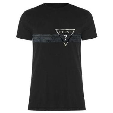 Imagem de Camiseta Guess Masculina Grunge Sash Logo Preta-Masculino