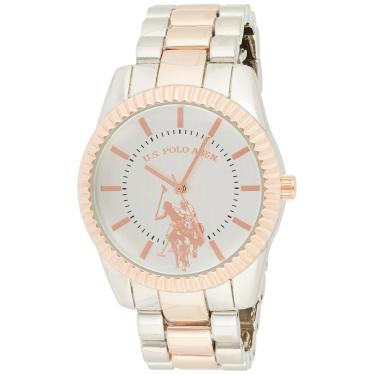 Imagem de U.S. Polo Assn. Relógio analógico feminino de quartzo com pulseira de liga, dois tons, 8 (modelo: USC40263)