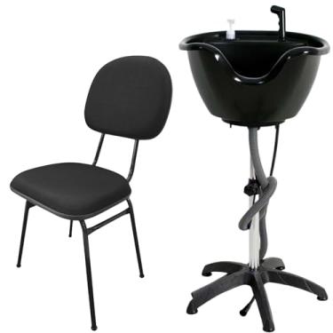 Imagem de HENVIFER, Kit Lavatório portátil Preto + Cadeira Almofadada Salão dia