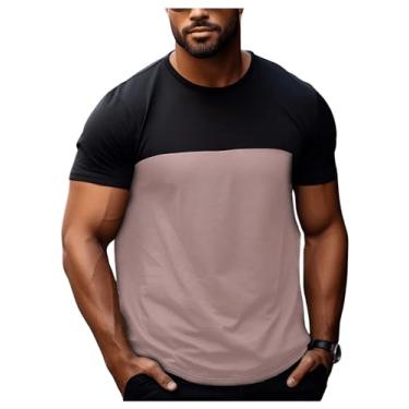 Imagem de SOLY HUX Camiseta masculina Color Block gola redonda manga curta casual verão, Multicolorido., P