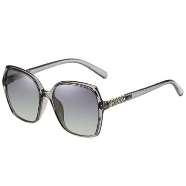 Imagem de Óculos de sol grandes e grandes da moda retrô, feminino, armação quadrada vintage, acessórios de viseira, cinza