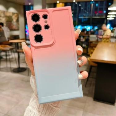 Imagem de Capa gradiente de silicone líquido para Samsung S24 S23 S22 S21 S20 Ultra FE S10 S9 S8 Plus Note 20 Ultra 10 Plus 9 Acessórios de telefone, rosa azul, para Samsung S23 ULTRA