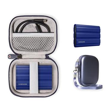 Imagem de Getgear Capa SSD portátil compatível com Samsung T7 Shield 1TB, 2TB, 4TB SSD portátil, organizador para SSD e cabo (azul)