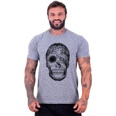 Imagem de Camiseta Tradicional Manga Curta MXD Conceito Forest Skull Caveira Floresta Noturna Masculina-Masculino