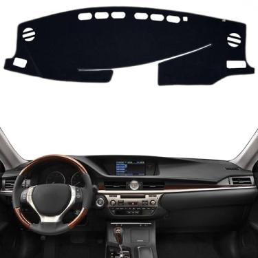 Imagem de KEYOOG Capa de painel de painel compatível com Le-xus ES ES300H ES350 2018-2013 (sem modelos HUD), tapete de painel de carro antirreflexo, protetor solar antiderrapante (preto)