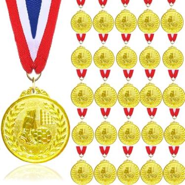 Imagem de Fejapa Pacote com 25 Medalhas de Futebol de Ouro para Crianças e Adultos Medalha de Vencedor em Massa para Prêmios Estilo Olímpico para Esportes Infantis Jogos de Futebol Infantil e Prêmio Competição