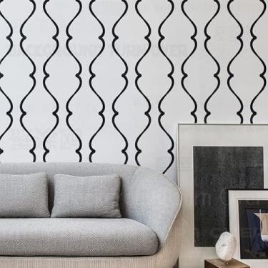 Imagem de Estêncil de linha de arte linear geométrica de 70 cm mandala para paredes modelo de móveis grandes pintura grande azulejo nicho padrões de parede modelos para padronizar as sementes piso reutilizável