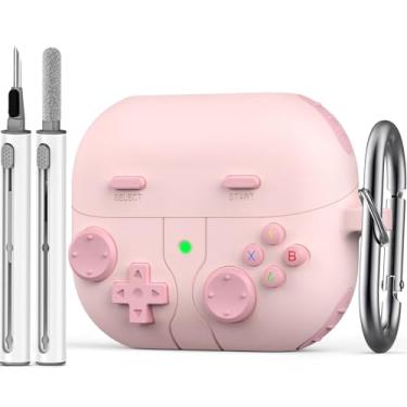 Imagem de Capa de silicone para Samsung Galaxy Buds 3 e Pro com kit de limpeza, acessório protetor macio com chaveiro, rosa