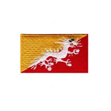 Imagem de Ruoming 1 PÇ Patch de bandeira do Butão, bordado com ferro ou costurado, tático, militar, nacional do Butão (Butão)