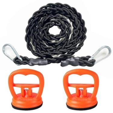 Imagem de Varal de corda elástica, linha de roupas com cordão trançado, varal de viagem portátil (com 2 ventosas fortes) para casa, acampamento, viagem, uso interno ou externo - sem necessidade de gancho