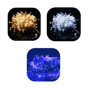 Imagem de Cordão Pisca 100 Led Prova D´água Fixo Fio Transparente 3 Cores 10m Decor Natal