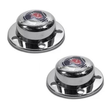 Imagem de Par Tampa Cubo Cromada Azul Dianteira Caminhao Sc 112 113 - TOP-AR