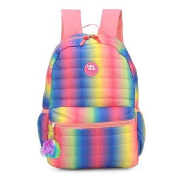 Imagem de Mochila Juvenil Notebook Up4you Metalizado Arco Iris - Luxcel, Salmão