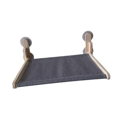 Imagem de Generic Poleiro de janela para gato, assento de descanso, móveis dobráveis para gatos, ventosas, assento de janela dobrável, rede para gatos, para banho de, Cor de Madeira