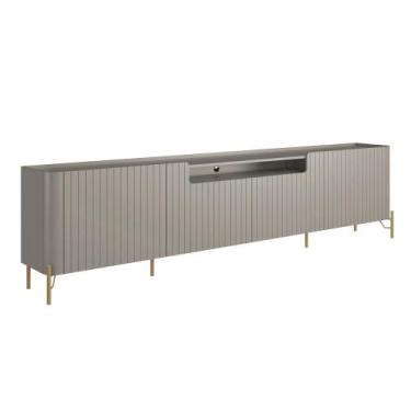 Imagem de Rack para Sala 260cm com 4 Portas Brise Pés Metal 100% MDF - Casa Lar 