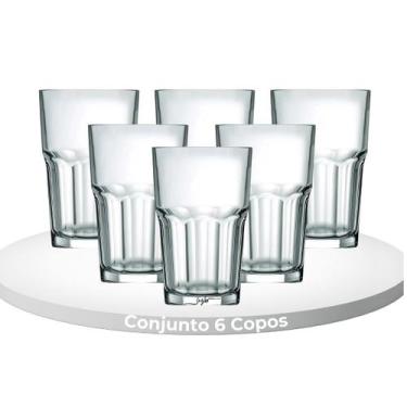 Imagem de Kit 6 Copos de Vidro 350ML Transparente e Resistente - Praticasa