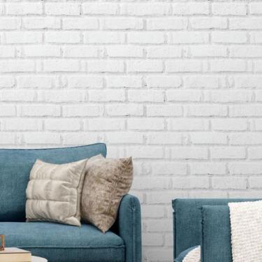 Imagem de Papel de Parede Pedra Tijolo Branco 10m - Colaí Adesivos