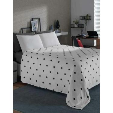 Imagem de Cobertor Manta Casal Flannel Poá Branco 180 x 220 m - 7896392667876