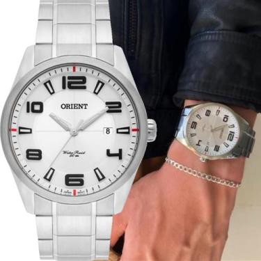 Imagem de Relógio Orient Masculino Prateado Original Grande Prova dÁgua Mbss1297