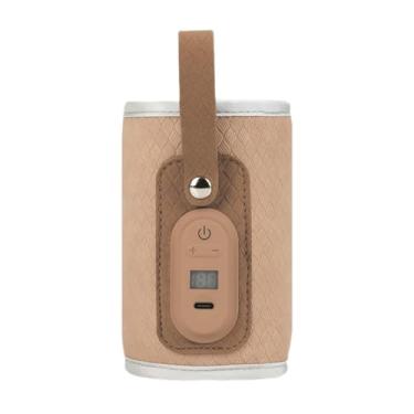 Imagem de Qianly Termostato aquecedor de mamadeira portátil multiuso fácil de usar aquecedores de água mamadeiras aquecedor de calor para fórmula ao ar livre, Cáqui