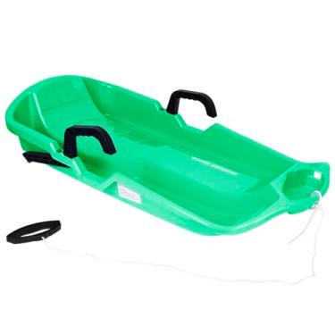 Imagem de Slippery Racer Trenó de neve Downhill Thunder flexível infantil de plástico Tobogã com sistema de freio embutido, corda de puxar e pegadores, verde