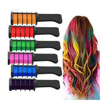 Imagem de Conjunto de 6 cores giz de cabelo 06 cor temporária festa criativa - C