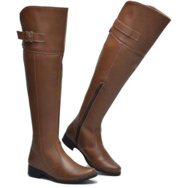 Imagem de Bota Over The Knee Feminina Caramelo Acima Do Joelho - Rizzi Shoes, 34