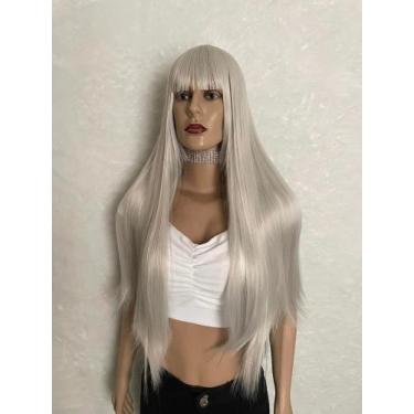 Imagem de Lacewig, peruca, cinza, preta, ruiva, vermelha, platinada, franja, pre