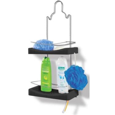 Imagem de Porta Shampoo Duplo Niquelart 349-7 Cromo Colors Aço e Plástico Preto