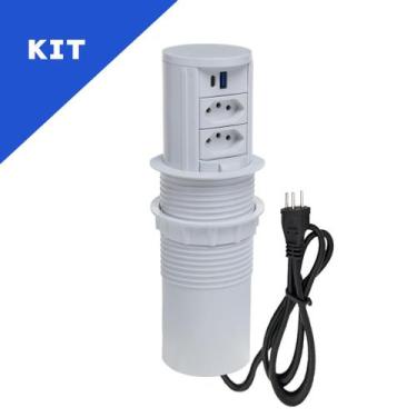 Imagem de Kit 2 Torres De Tomada Slim Manual 2Tom 20A 2USB 9.0 TipoC - CONNECT C
