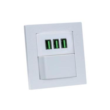 Imagem de Espelho Duplo Reto 3 USB 5.2A  1 Interruptor - CONNECT CAIXA TOMADA, B