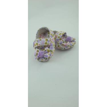 Imagem de Sapatinho De Tecido Estampado Lilás Para Bebê - Cantinho do Bebê, PP