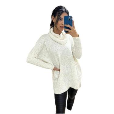 Imagem de Blusa poncho feminino em tricô moda inverno  SKU318 - Três tons tricot