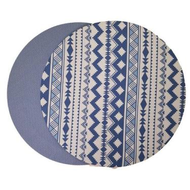 Imagem de Capa de sousplat dupla face avulsa - Azul geométrico - Mesa Feita