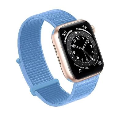 Imagem de Bifeiyo Pulseira esportiva de nylon para Apple Watch séries 10, 9, 8, 7, 6, 5, 4, 3, 2 e 1 e SE Ultra(44/45/46/49/S3-42 mm, azul marinho)