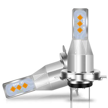 Imagem de BRISHINE Lâmpadas de LED H7 Amarelo âmbar, Extremamente Brilhante 2525 Chips 64210 Lâmpadas LED para Faróis de Neblina de Carro, Luzes Diurnas DRL (pacote com 2)