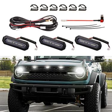 Imagem de AUXLIGHT 3 peças de luzes de LED para for-d Bronco 2021-2023 Badlands/Wildtrak/Everglades acessórios, 2/4 portas OEM branquelas, fusível e chicote de fiação (branco)