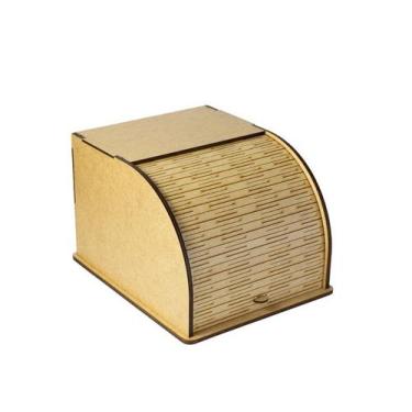 Imagem de Porta Pão Caixa Sanfonada de MDF Madeira Tampa Corrediça - Porta Pão, 